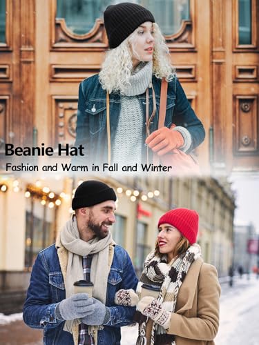Wool Short Fisherman Beanie for Men Women Double Cuffed Skull Caps - color: 1pcs-black