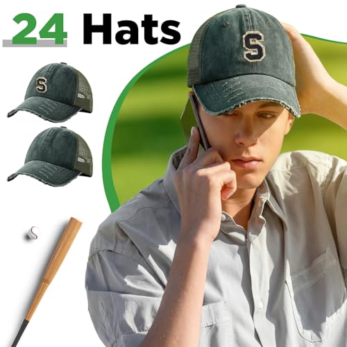 Suhine 24 Pcs Blank Trucker Hat Bulk,Unisex Baseball Cap - color: Green