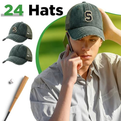 Suhine 24 Pcs Blank Trucker Hat Bulk,Unisex Baseball Cap - color: Green