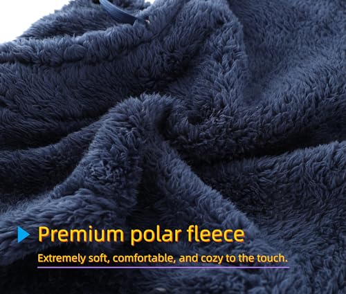 Connectyle Balaclava Hood Winter Hat for Men & Women Windproof One-Piece Fleece Hooded Scarf Ski Mask Cold Weather Hat - color: Navy Blue