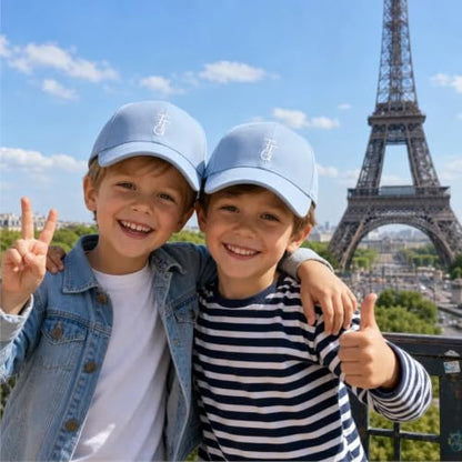 Kids Washed Cotton Baseball Cap, Unstructured Adjustable Toddler Hat for Boys & Girls - color: Sky Blue