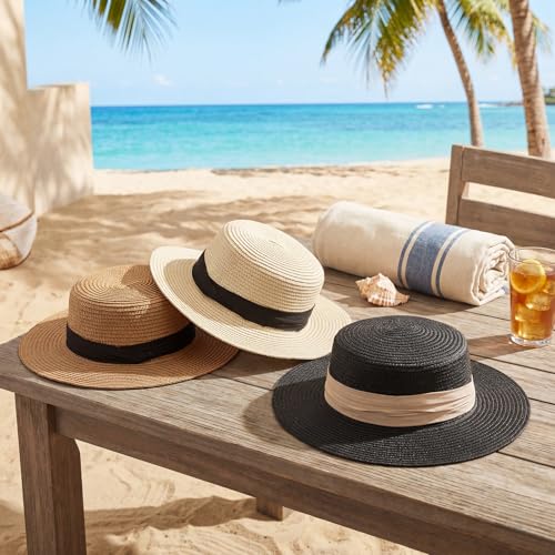 Cuffbow 3 Pcs Women Sun Hat Summer Wide Brim Beach Hat