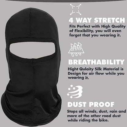 Silk Balaclava Face Mask Men - Breathable Under Helmet Wear Windproof Motorcycle Balaclava - color: Black - 2 Pack