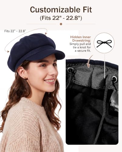 American Trends Newsboy Hats for Women Baker Boy Cap Fall Winter Beret - color: A Navy Blue