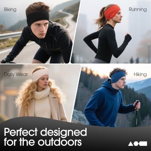 LONGLONG 2 Pack Lightweight Ear Warmers Windproof Headband for Women Men - color: Black+yellow