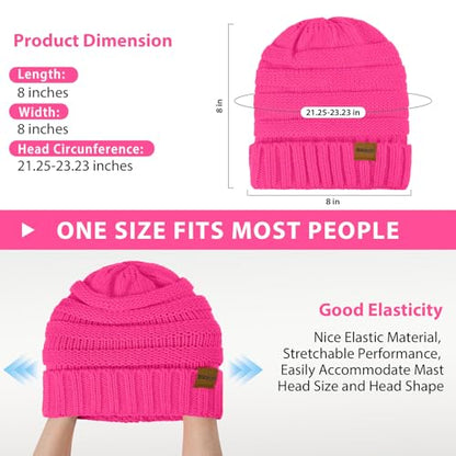 ZOORON Womens Winter Hat Slouchy Beanies for Women Cable Knit Beanie Hats - color: 1pack- Rose Red