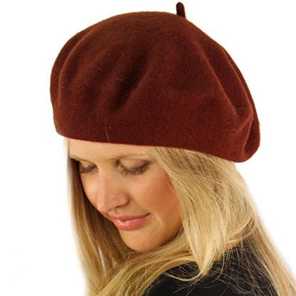 Classic Winter 100% Wool Warm French Art Basque Beret Tam Beanie Hat Cap - color: Brown