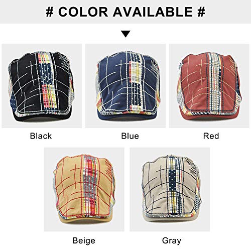 MOACC M Men Beret Hat Cotton Buckle Adjustable Newsboy Hats Cabbie Gatsby Cap - color: Hat-t1-grey