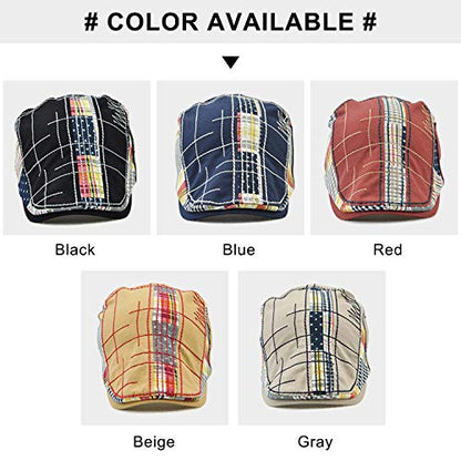 MOACC M Men Beret Hat Cotton Buckle Adjustable Newsboy Hats Cabbie Gatsby Cap - color: Hat-t1-grey