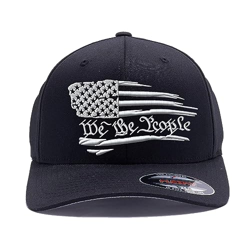 Flex Baseball 2A 1791 and We The People - Protect The 2nd Amendment hat- Custom Embroidered Flex Fitted Baseball Cap - color: Black, size: Large-X-Large