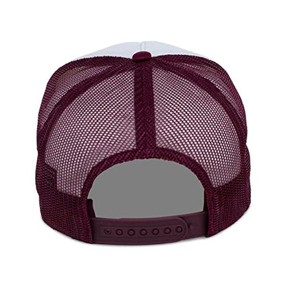 Lids Blank Basic Foam Trucker Adjustable Snapback Hat - color: White/Maroon
