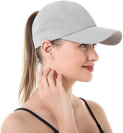 Womens Ponytail Hat Baseball Cap, Adjustable Criss Cross Baseball Cap High Bun Unisex Quick Drying Trucker Hats - color: Zlight Grey