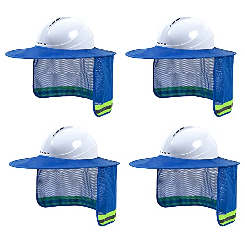Hard Hat Sun Shade, High Vis Sun Visor Shade, Full Brim, Blue, 4PCS - color: 4 Packs Blue