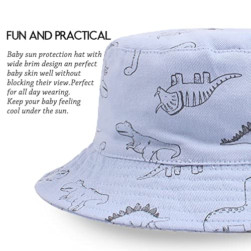 JANGANNSA Dinosaur Baby Boys Sun Hat Cotton Toddler Girls Bucket Hats Summer Sun Protect Cap for Kids - color: Blue Dinosaur, size: 3-6 Months