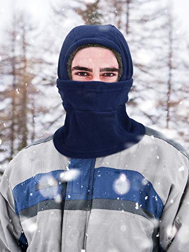 Geyoga Winter Fleece Balaclava Hat for Men Women - color: Blue, Rose Red