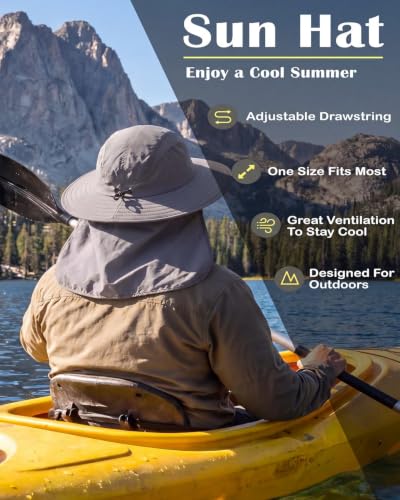 Home Prefer UPF 50+ Sun Hat with Neck Flap Wide Brim Fishing Hat for Men - color: Dark Gray