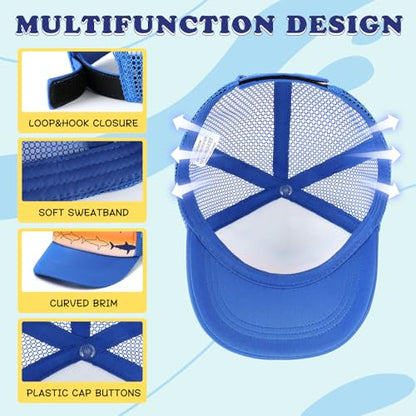 Duoyeree Toddler Baseball Hat, Dinosaur Mesh Adjustable for 0-8T Kids - color: 1d-p-gradient Shark, size: 1-3T