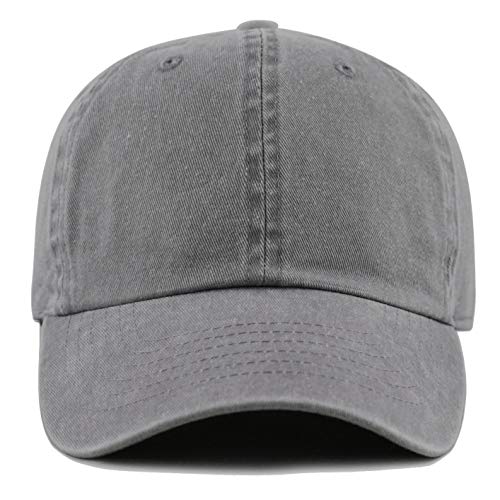 The Hat Depot 100% Cotton Pigment Dyed Low Profile Dad Hat Six Panel Cap - color: 1. Gray
