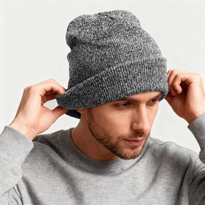 ZOORON Beanie for Men Women Warm Winter Hat Unisex Soft Knit Cuffed Beanie - color: 1pack-black&white