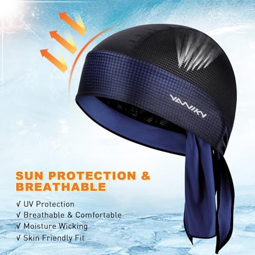 YANIKY Bandanas Skull Caps for Men, Women Skull Cap Helmet Liner Dew Rags - color: Deep Blue