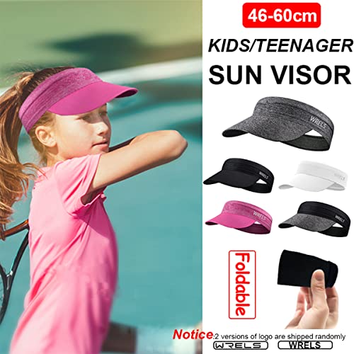 WRELS Visor Sun Hat for Kids Women Men,Adjustable Packable Sports Cap with Sweatband(46-60cm) - color: White, size: Large