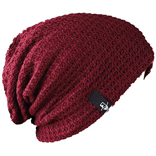 FORBUSITE Mens Slouchy Long Beanie Knit Cap for Summer Winter, Oversize - color: B08-claret, size: Large