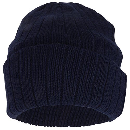 Armycrew 3M Thinsulate Insulation Fleece Lined Long Cuff Ribbed Beanie - color: Navy