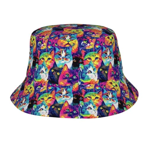 Bucket Hat for Men Women Packable Sun Hats Fisherman Outdoor Summer Travel Hiking Beach Caps - color: Cat