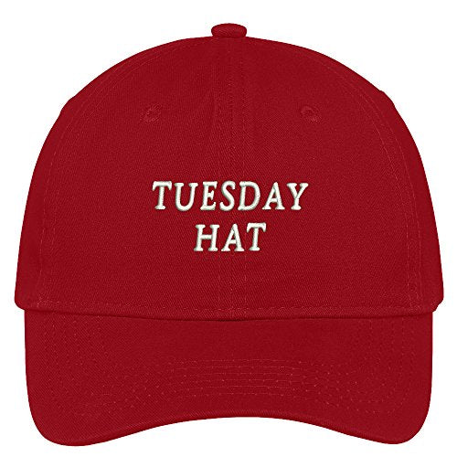 Trendy Apparel Shop Tuesday Hat Embroidered Soft Cotton Low Profile Dad Hat Baseball Cap - color: Red