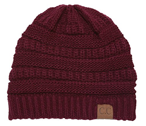 Gravity Threads Knit Soft Stretch Beanie Cap - color: Wine