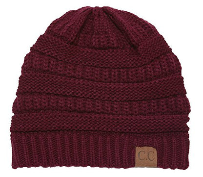 Gravity Threads Knit Soft Stretch Beanie Cap - color: Wine