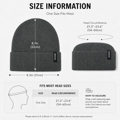 Beanie for Men Women Winter Ribbed Knit Hat Warm Cuffed Skull Cap - color: Charcoalgrey