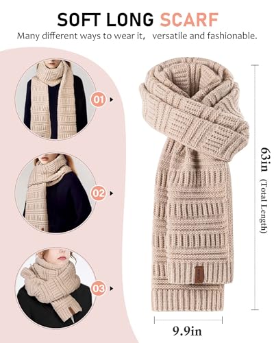 Womens Winter Beanie Hat Scarf Gloves Headband Set, Slouchy Beanie Ear Warmer Knit Scarf Touchscreen Gloves Warm 4 Gift Set - color: Army