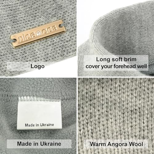 Beret - Warm Lined Wool Angora Knit Berets - French Paris Hat for Women - color: Light Grey