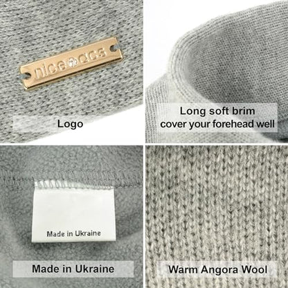 Beret - Warm Lined Wool Angora Knit Berets - French Paris Hat for Women - color: Light Grey