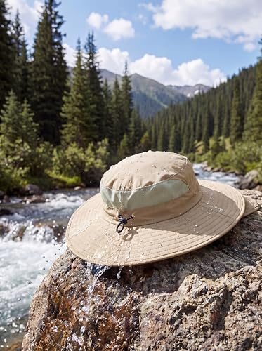 Home Prefer UPF 50+ Wide Brim Sun Hats with Neck Flap Sun Protection Hat for Men Women Gardening Fishing Summer Bucket Hat - color: Khaki