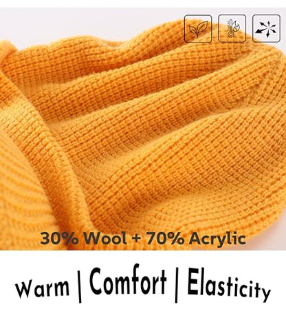Home Prefer Mens Wool Blend Winter Hat Double-Layer Warm Knit Pre-Curve Visor Beanie Brimmed Beanies Hat for Men Women - color: Yellow