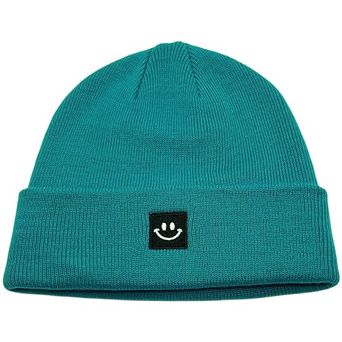 55cube Unisex Winter Beanie Hats Warm Thick Knit Cuffed Skullcaps - color: Peacock Green