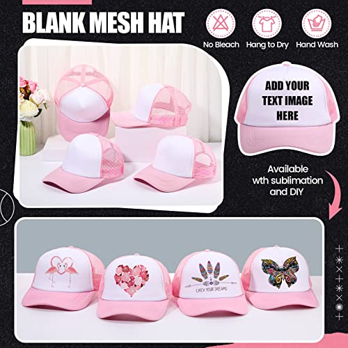 Tarpop 10 Pcs Sublimation Blank Trucker Hats Bulk - color: Pink and White