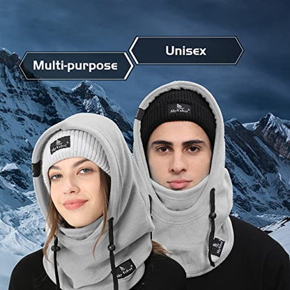Shy Velvet Cold Weather Fleece Balaclava Ski Mask,Balaclava Wind-Resistant Winter Face Mask for Men and Women - color: Grey