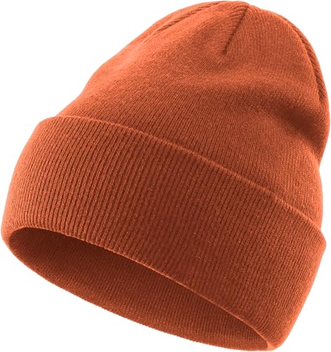 100% Cotton Beanie for Women Men Soft Knit Beanies Warm Winter Hat - color: Orange