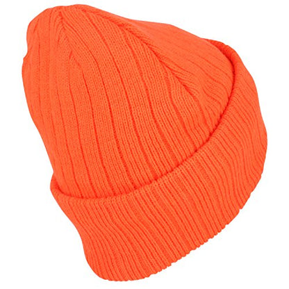 Armycrew 3M Thinsulate Insulation Fleece Lined Long Cuff Ribbed Beanie - color: Orange