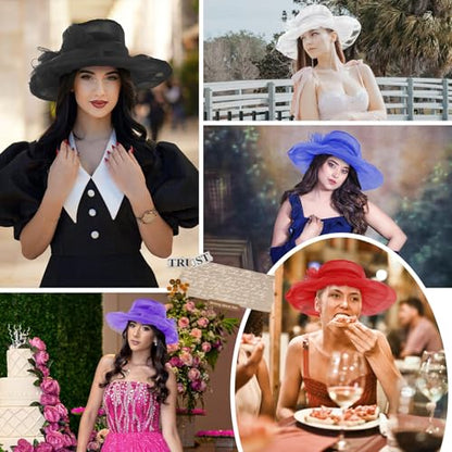 Century Star Kentucky-Derby hat Fascinator Hats for Women 2026 Floral Tea Party Bridal Church Wedding Headwear - color: Royal Blue