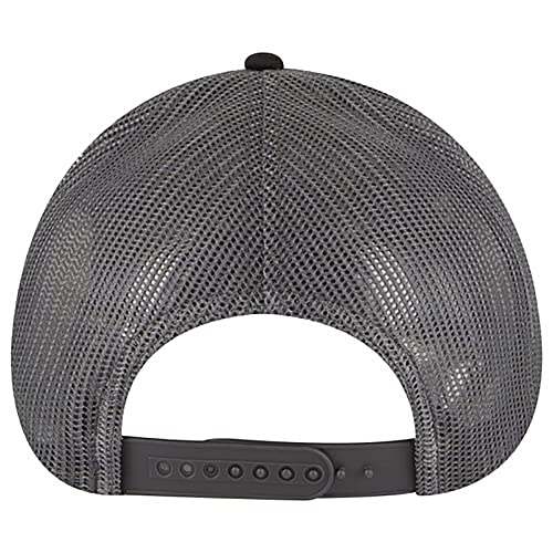 Ashen Fane 6 Panel Blend Twill Structured Low Profile Mesh Back Snapback Trucker Hat - color: Blk/Blk/Ch.gry