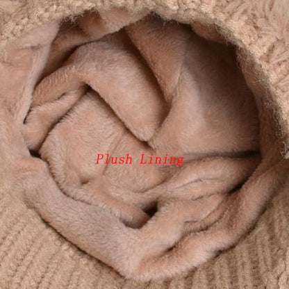 Cat Ears Fleece Lined Brimmed Beanie Hats Winter Golf Cap Brim Bill Visor Women - color: White