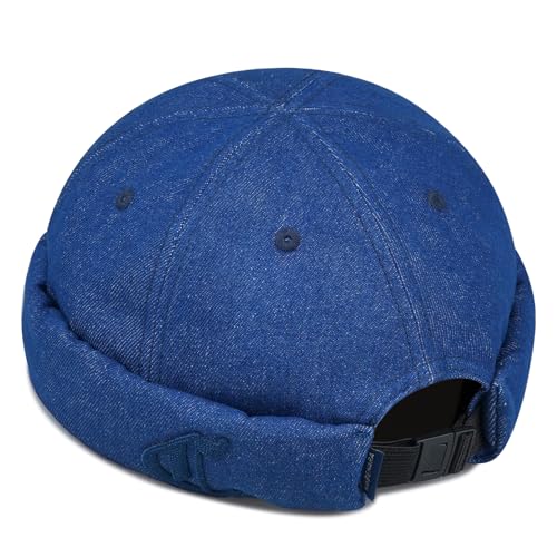 Clakllie Warm Brimless Hat Knitted Skull Cap Docker Hat Soft Beanie Worker Hat Rolled Cuff Sailor Fisherman Leon Hat - color: Cdus-hbmh1-royal Blue