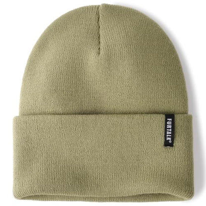 FURTALK Beanie Hat for Men Women Winter Hats for Women Men Soft Warm Unisex Cuffed Beanie Knitted Skull Cap - color: Ae-olive
