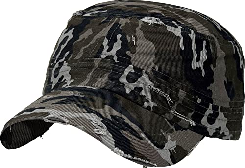 Funky Junque Vintage Newsboy Cap, Women's Cadet Cabbie Hat - color: Distressed Black Camo