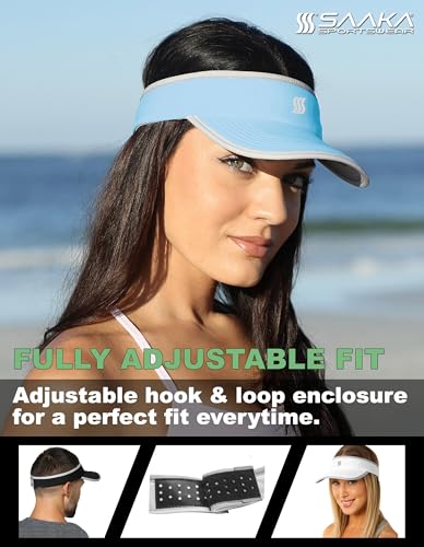 Sport Visor for Women. Sweat‑Wicking Visor for Running, Pickleball, Tennis & Golf. Lightweight & Adjustable Fit - color: Light Blue