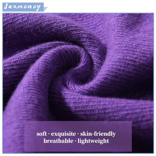jaxmonoy Slouchy Knit Beanies Winter Hats for Women Men Soft Warm Reversible Slouch Cuffed Skull Knitted Beanie Cap - color: Purple